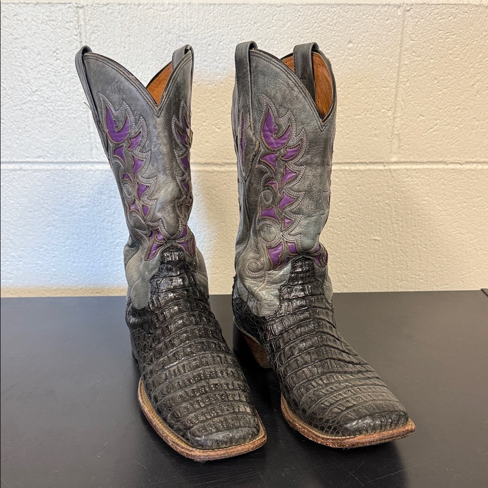 Lucchese Black and Purple Women's Boots